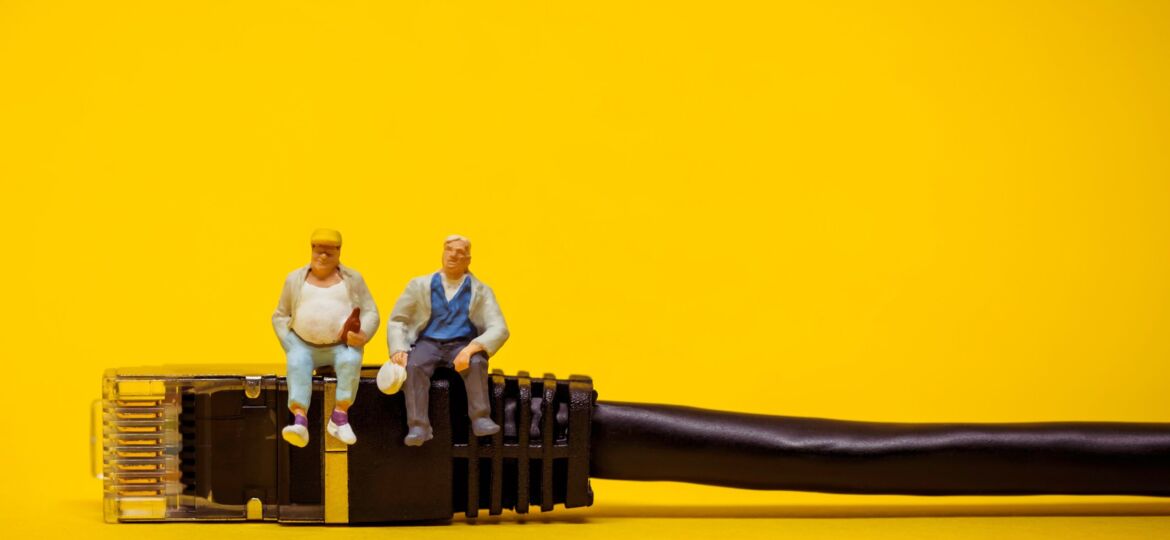Relaxing support team. Technology concept